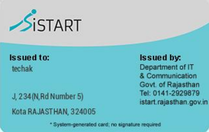 iStart Startup Registration Card Back
